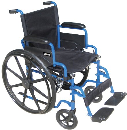 drive Blue Streak - Wheelchair Desk Length Arm Elevating Legrest Black Upholstery 16 Inch Seat Width Adult 250 lbs. Weight Capacity - BLS16FBD-ELR