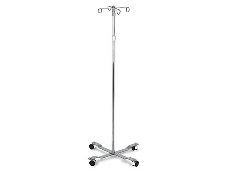 Hausmann Industries - IV Pole 4-Hook 4 Legs Anti-Tip, Heavy Steel Base, 2 Inch Diameter Twin-Wheel, Nylon Casters - 2188