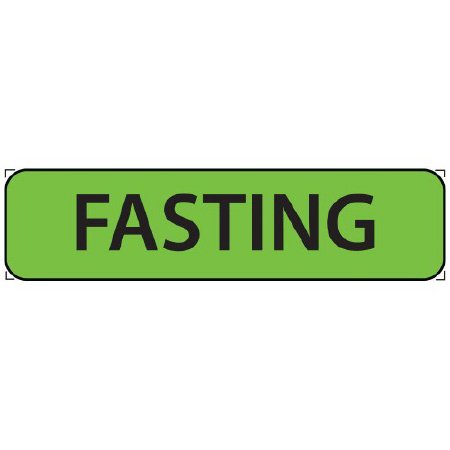 MedVision - Pre-Printed Label Auxiliary Label Green Paper FASTING Black Safety and Instructional 5/16 X 1-1/4 Inch - MV01FG6616