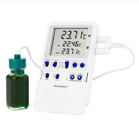Control 3 Holdings LLC Traceable Refrigerator / Freezer Thermometer Fahrenheit / Celsius -50° to 70°C Bottle Probe Multiple Mounting Options Battery Operated - 6408