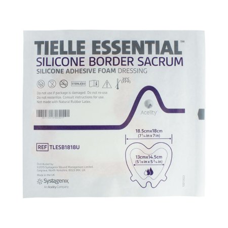 TIELLE ESSENTIAL - Silicone Foam Dressing 7 X 7-1/4 Inch Sacral Silicone Adhesive with Border Sterile - TLESB1818U