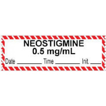 Precision Dynamics Pre-Printed Label Anesthesia Label NEOSTIGMINE 0.5 mg/mL/Date___Time___Init.___ Red / White 1/2 X 500 Inch - 59726956