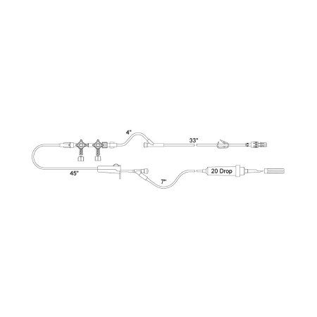 Medex - Primary IV Administration Set with Extension Set 20 mL / Hr Drip Rate 101 Inch Tubing 2 Ports - MX7322SC