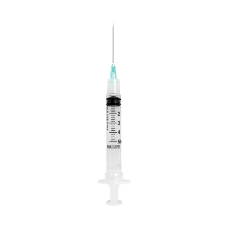 Sol-Care - Syringe with Hypodermic Needle 5 mL 21 Gauge 1/2 Inch Regular Wall Retractable Safety Needle - 140072IM
