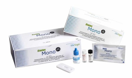 LifeSign Status Mono Rapid Test Kit Infectious Disease Immunoassay Infectious Mononucleosis Whole Blood / Serum / Plasma Sample CLIA Waived for Whole Blood / CLIA Moderate Complexity for Serum and Plasma 25 Tests - 68364