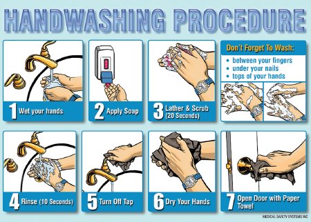WorkSafe - Pre-Printed Label Worksafe Advisory Label White Handwash Technique Black Biohazard - 510-51190025