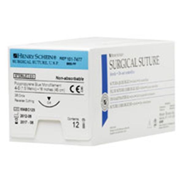 Henry Schein Suture 4-0 Polypropylene C-6 Blue 18" Monofilament 12/Bx - 101-7477