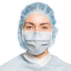 FluidShield - Surgical Mask Anti-fog Tape Pleated Tie Closure One Size Fits Most Green NonSterile ASTM Level 1 Adult - 39125
