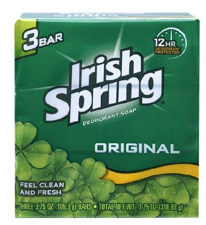 Saalfeld Redistribution Irish Spring Soap Bar 3.75 oz. Individually Wrapped Original Scent - 14177