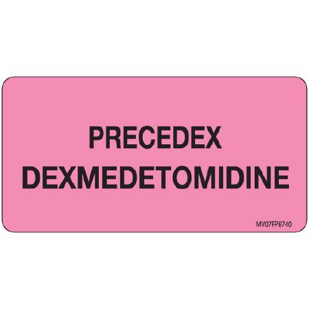 MedVision - Drug Label Anesthesia Label Precedex Dexmedetomidine Pink 1-1/2 X 2-15/16 Inch - MV07FP8740