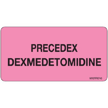 Precision Dynamics MedVision Pre-Printed Label Anesthesia Label PRECEDEX DEXMEDETOMIDINE Fluorescent Pink 1-1/2 X 2-15/16 Inch - V07FP8740