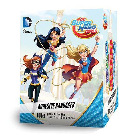 Dukal Adhesive Strip 3/4 X 3 Inch Plastic Rectangle Kid Design (DC Super Hero Girls) Sterile - 10859
