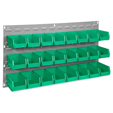 ULINE - Wall Mount Bin Rack Uline Green Steel / Plastic 19 X 36 Inch - H-1493G