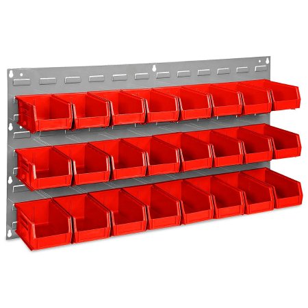 ULINE - Wall Mount Bin Rack Uline Red Steel / Plastic 19 X 36 Inch - H-1493R