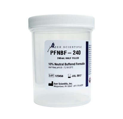 Azer Scientific - Prefilled Formalin Container 120 mL Fill in 240 mL (8 oz.) Screw Cap Warning Label NonSterile - PFNBF-240