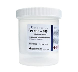 Azer Scientific - Prefilled Formalin Container 240 mL Fill in 480 mL (16 oz.) Screw Cap Warning Label NonSterile - PFNBF-480