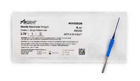 McKesson McKesson Argent Electrosurgical Electrode 2-3/4 Inch Coated Stainless Steel Straight Needle Disposable Sterile - 22-ES02T