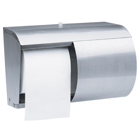 Kimberly Clark K-C PROFESSIONAL* Toilet Tissue Dispenser Silver Stainless Steel Manual Pull Double Roll Wall Mount - 9606