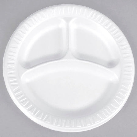 Saalfeld Redistribution Dart Quiet Classic Partitioned Plate White Disposable Foam 9 Inch Diameter - 9CPWQR