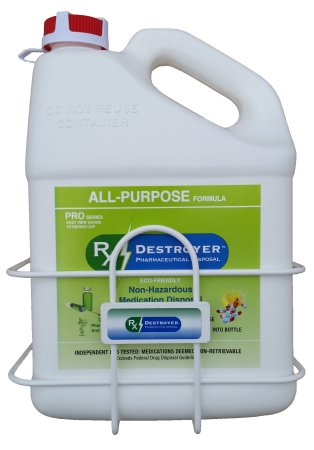 C2R Global Manufacturing Rx Destroyer PRO Series All-Purpose Pharmaceutical Disposal System 1 Gallon Bottle, 3,000 Pill Capacity - RX1.0PRO