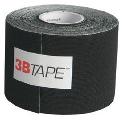 Fabrication Enterprises 3B Tape Kinesiology Tape Water Resistant Cotton 2 Inch X 16-1/2 Foot Black NonSterile - 25-3661-10