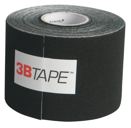 Fabrication Enterprises 3B Tape Kinesiology Tape Water Resistant Cotton 2 Inch X 16-1/2 Foot Black NonSterile - 25-3661-10