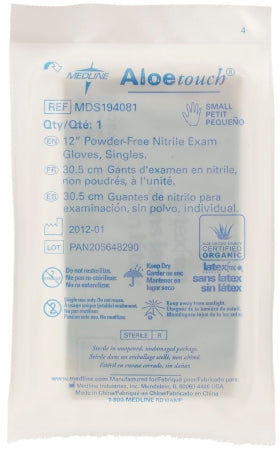Aloetouch - Exam Glove Small Sterile Single Nitrile Extended Cuff Length Fully Textured Green Chemo Tested - Medline - MDS194081