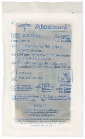 Aloetouch - Exam Glove Large Sterile Single Nitrile Extended Cuff Length Fully Textured Green Chemo Tested - Medline - MDS194083