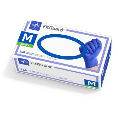 FitGuard - Exam Glove Medium NonSterile Nitrile Standard Cuff Length Textured Fingertips Blue Chemo Tested - Medline - TRG400M