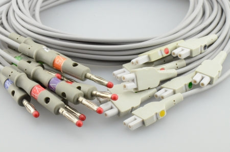 Sage Services Group - Leadwire Set 0.9 Meter, 10-Leads, Banana Connector, Mixed Length, Reusable, AHA Color Code, Latex-Free, Old Style For MAC 1200, MAC 800, MAC 3500, MAC 1600 ECG System - L02-B10-MSB