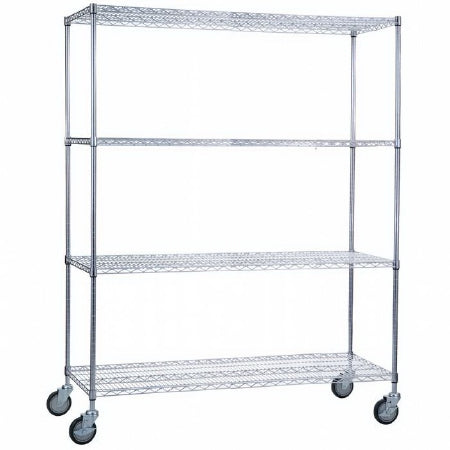 R & B Wire Products 4 Shelf Linen Cart 5 Inch Casters, 2 Locking 500 lbs. per Shelf Chrome Plated - LC244872