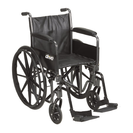 Drive Medical Silver Sport Wheelchair Desk Length Arm Padded, Removable Arm Style Mag Wheel Black 20 Inch Seat Width 350 lbs. Weight Capacity - SSP220DFA-SF
