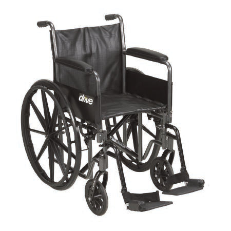 drive Silver Sport 2 - Wheelchair Dual Axle Desk Length Arm Swing-Away Footrest Black Upholstery 20 Inch Seat Width Adult 350 lbs. Weight Capacity - SSP220DFA-SF