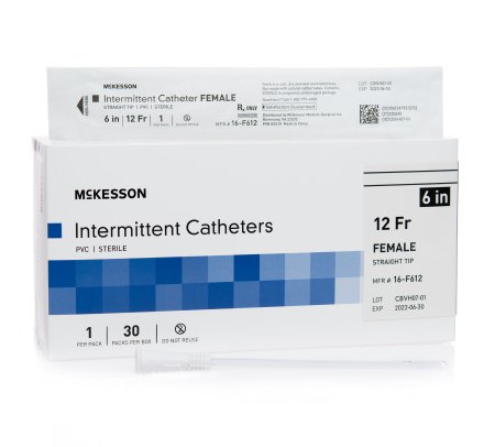 McKesson - Urethral Catheter Straight Tip Uncoated PVC 12 Fr. 6 Inch - 16-F612