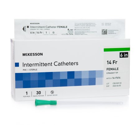 McKesson McKesson Urethral Catheter Straight Tip PVC 14 Fr. 6 Inch - 16-F614
