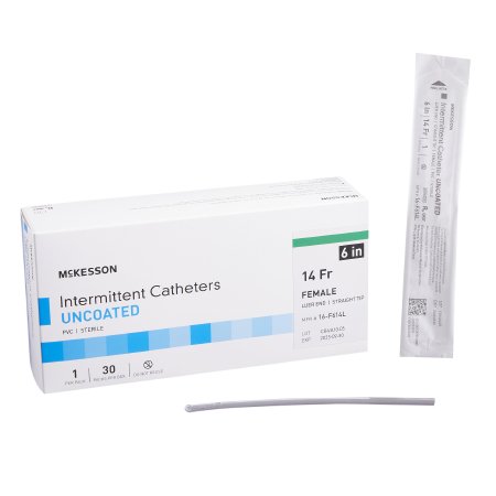 McKesson - Urethral Catheter Straight Tip Uncoated PVC 14 Fr. 6 Inch - 16-F614L