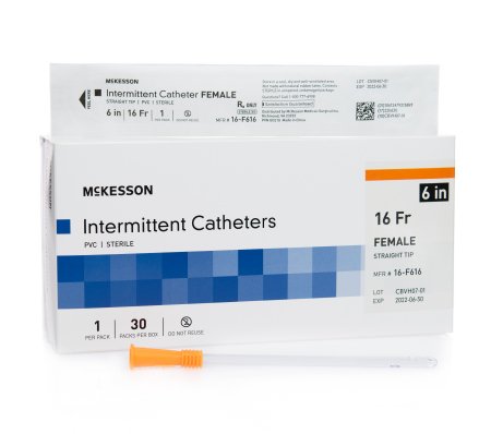 McKesson - Urethral Catheter Straight Tip Uncoated PVC 16 Fr. 6 Inch - 16-F616