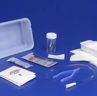Cardinal Curity Intermittent Catheter Tray Open System / Urethral 14 Fr. Without Balloon Red Rubber - 3217