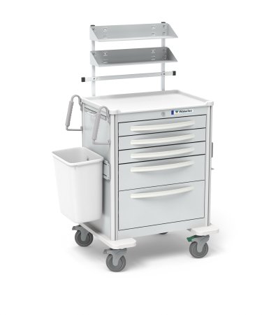 Waterloo Industries Suture Cart Aluminum 24.5 X 29 X 39 Inch 5 Drawers - JMGKU-33369-LTG