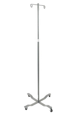 Drive Medical IV Stand 2-Hooks 4-Leg Chrome Plated Steel with Weights - 13033SV