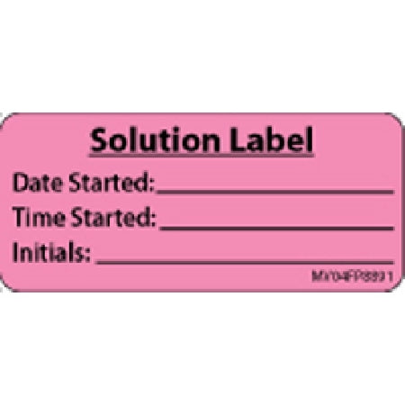 Precision Dynamics MedVision Pre-Printed Label Laboratory Use Solution Label/Date Started/Time Started/Initials Fluorescent Pink 1 X 2-1/4 Inch - V04FP8891