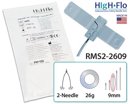 RMS Medical HIgH-Flo2 Sub-Q Infusion Set 26 Gauge 12 mm 20 Inch Tubing Without Port - RMS22612