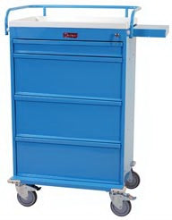 Harloff Value Line Punch Card Medication Cart 22.5 X 29.5 X 46.75 Inch, 43.25 Inch Writing Surface 4 Drawers Blue - VLT360PC