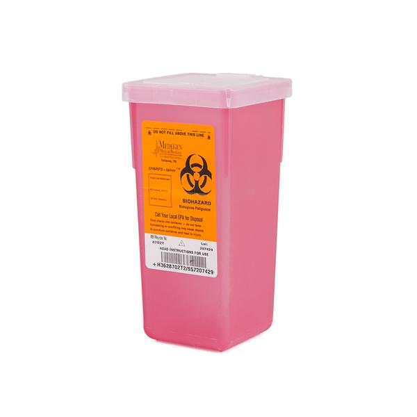 Medegen Medical Products, Container Sharps 1Qt Small Polypropylene Translucent/Red/Black 72/Ca - 8702T