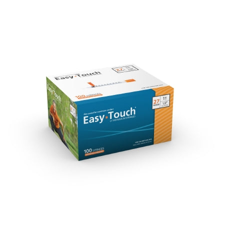 MHC Medical EasyTouch Insulin Syringe with Needle 1 mL 27 Gauge 1/2 Inch Attached Needle Without Safety - 827155