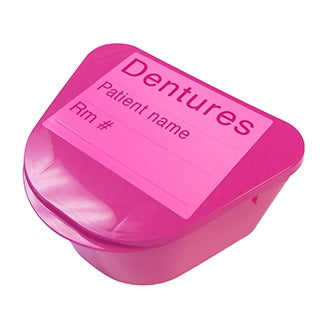 Medegen Medical Products LLC Denture Cup Pink Hinged Lid Reusable - H980-91