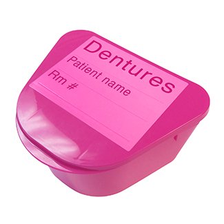 Medegen Medical Products - Denture Cup Pink Hinged Lid Reusable - H980-91