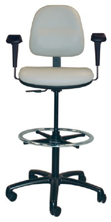 Ergo Series - Anesthesia Task Chair Adjustable Arm Rests, Adjustable Backrest, Contoured Pneumatic Height Adjustment Easy Rolling 2 Inch Dual Wheel Casters Reven Black - T-583-RVN