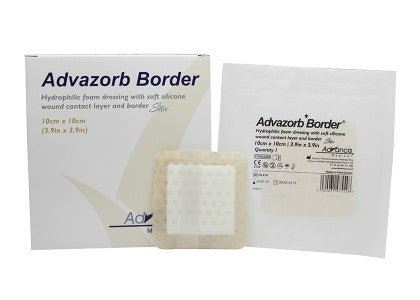 Dukal Advazorb Border Silicone Foam Dressing 4 X 4 Inch Square Silicone Adhesive with Border Sterile - CR4191