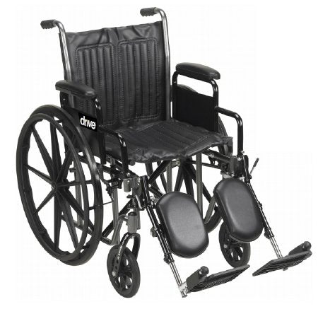 drive Silver Sport - Wheelchair Desk Length Arm Swing-Away Elevating Legrest Black Upholstery 18 Inch Seat Width 300 lbs. Weight Capacity - SSP218DDA-ELR
